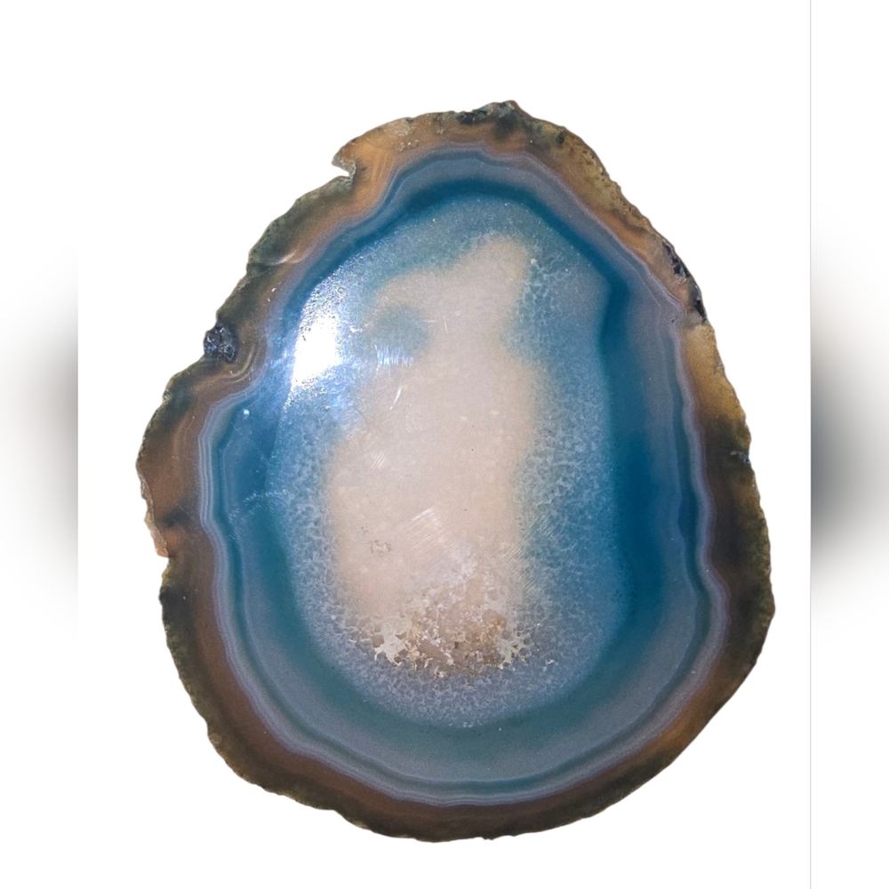 Blue and Brown Agate Slice Home Accent Coaster